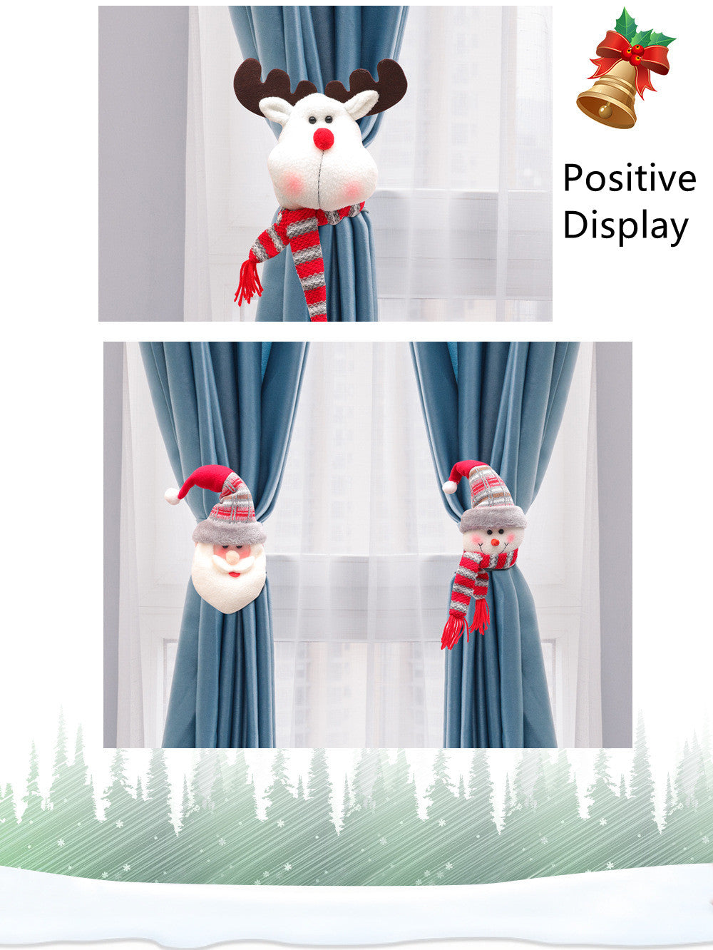 New Christmas curtain buckle festive window decoration- pack of 2