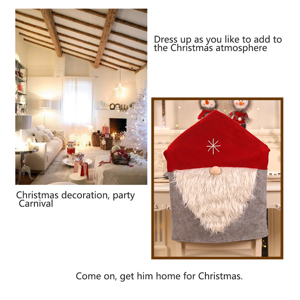 CORAL TREE Cute Santa Style Chair Back Covers ( GREY-RED)(Set of 2) - Coral Tree