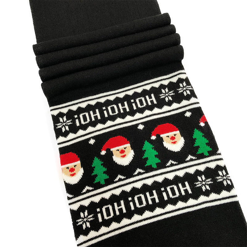 knitted Christmas scarf and cap set- Black