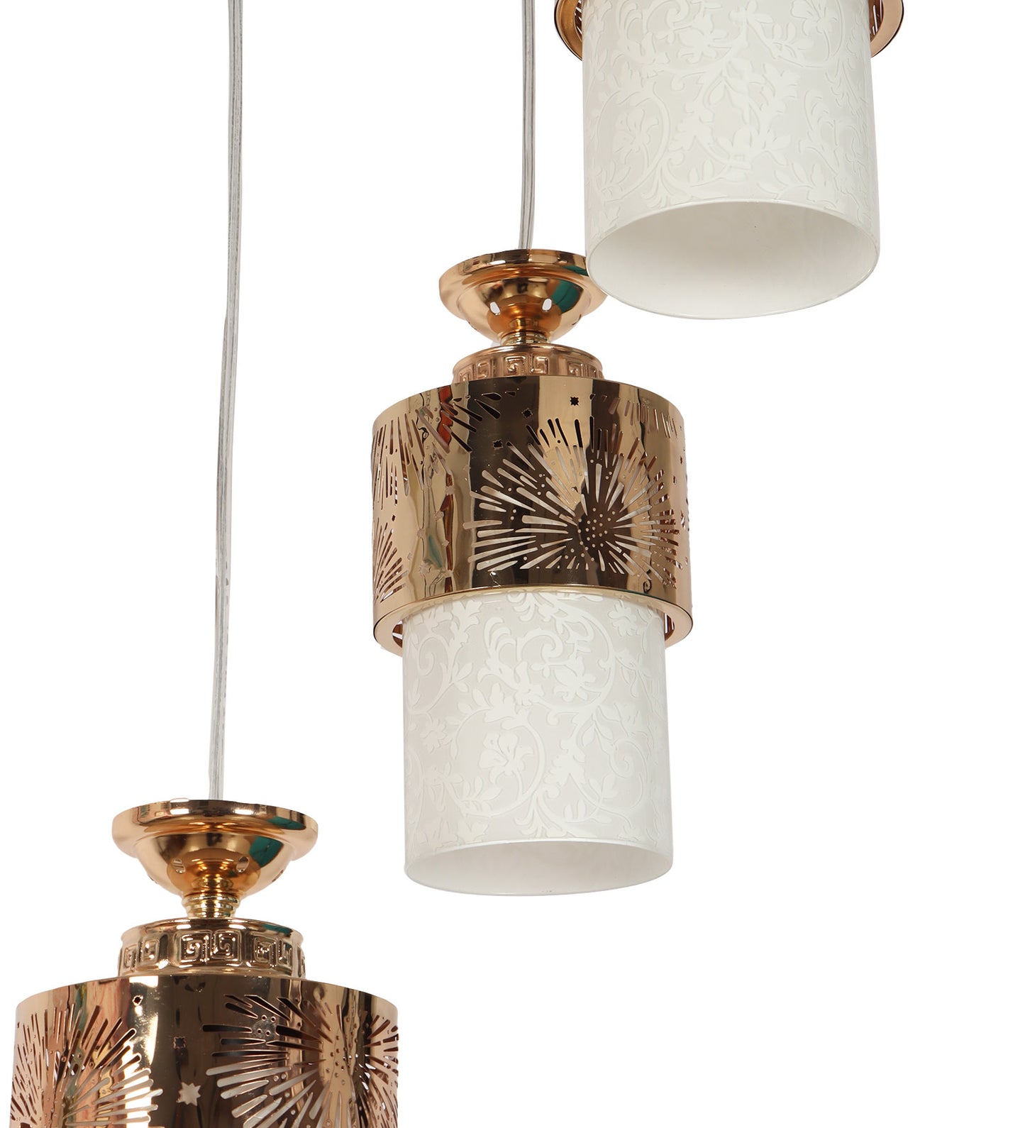 Antique metal Glass Metal 3 hanging light