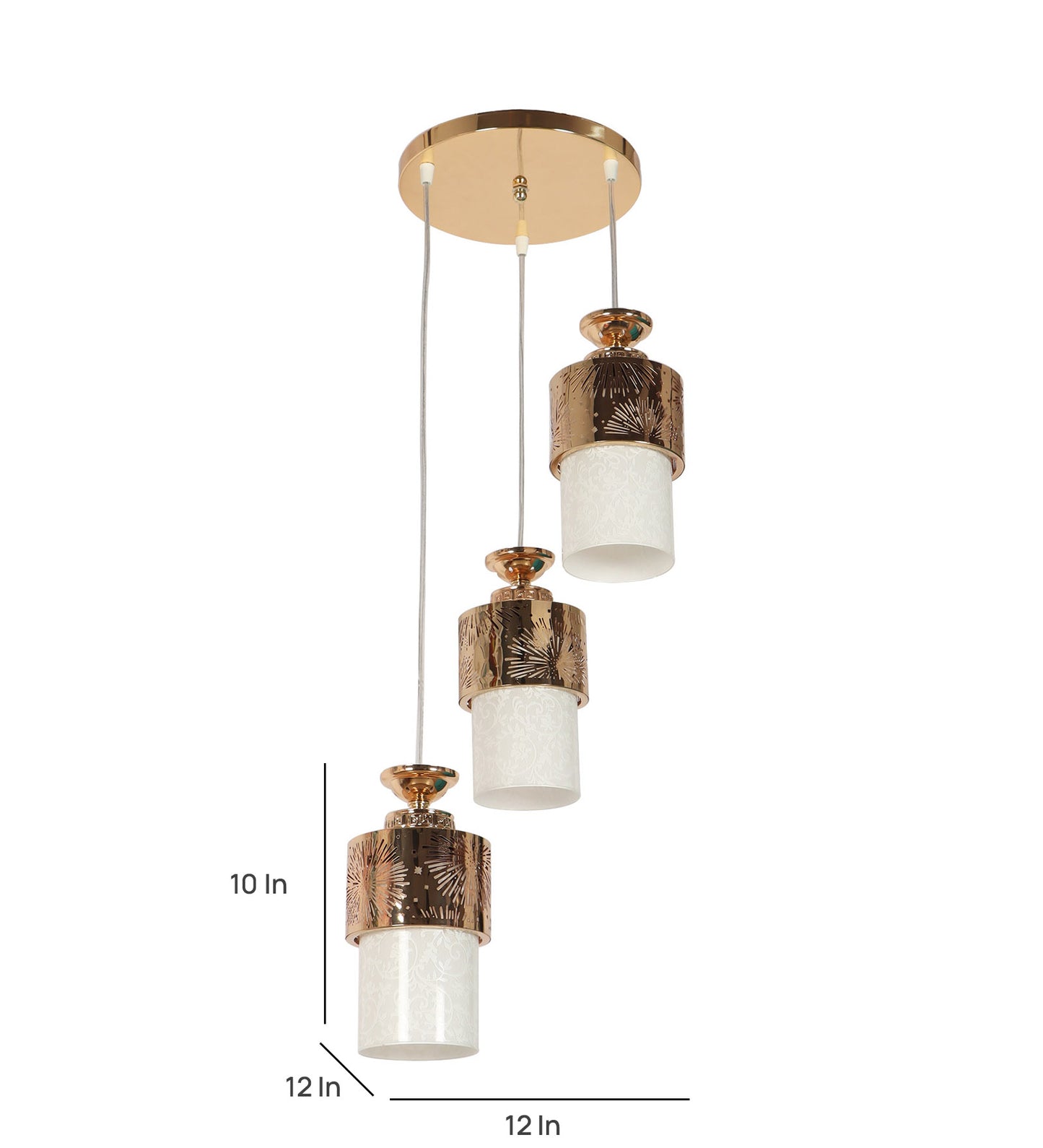 Antique metal Glass Metal 3 hanging light