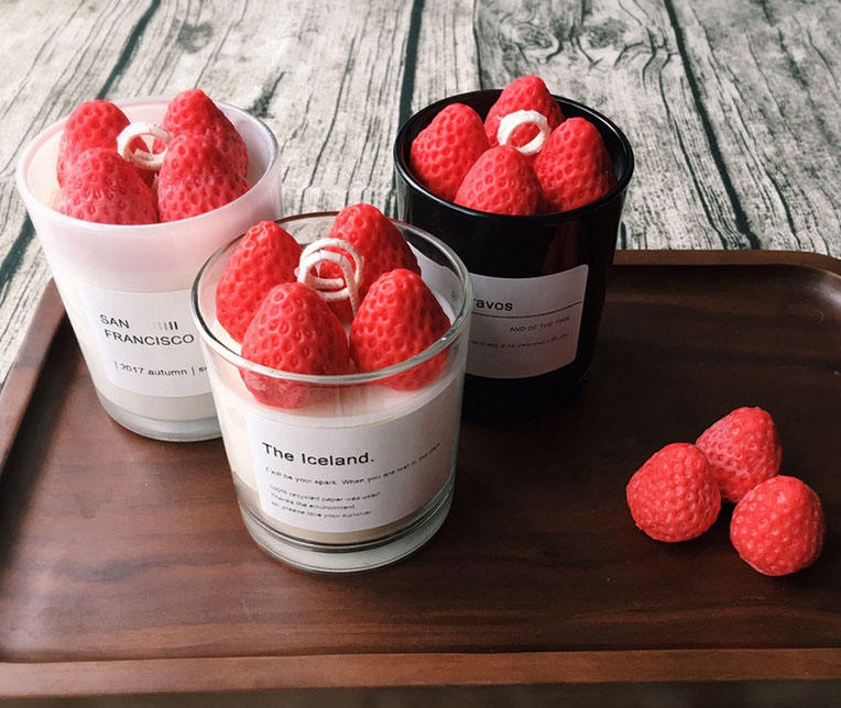 Strawberry candle jar