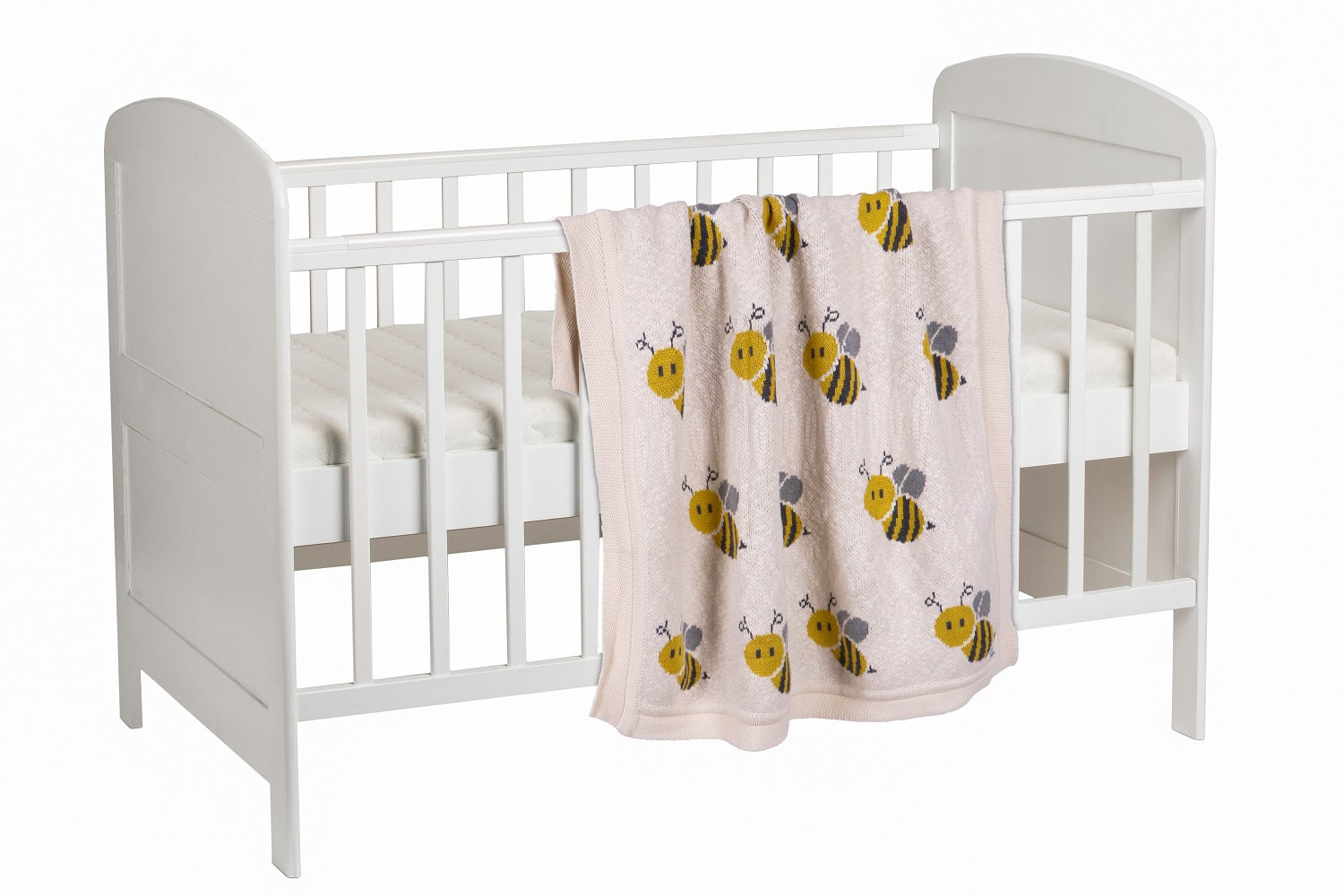 BUSY AS A BEE - Natural, Lt.Grey Melange, Black, Lt Camel Color Cotton Knitted AC Blanket for Baby / Infant / New Born for use in all Seasons - Coral Tree