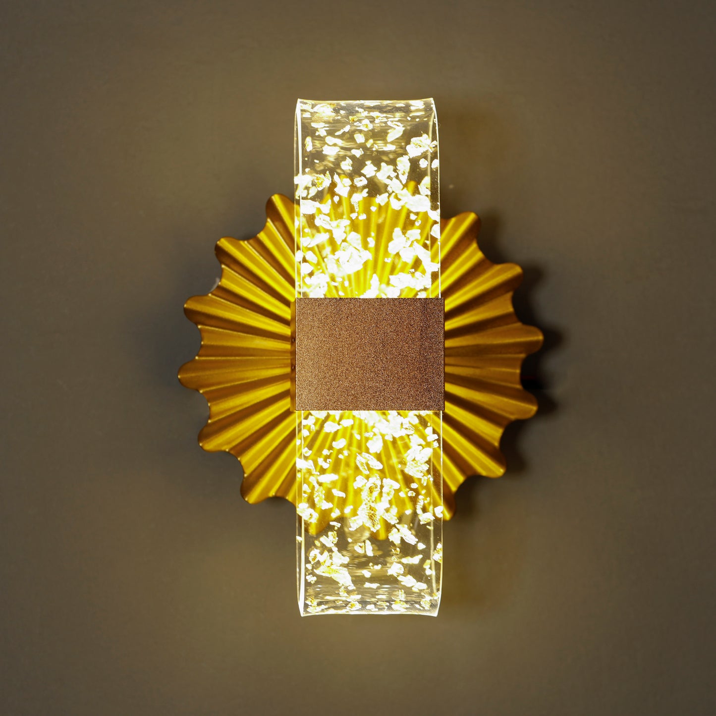 TRANSPARENT Acrylic GOLD LED WALL LAMP BEDSIDE LIGHT - WARM WHITE