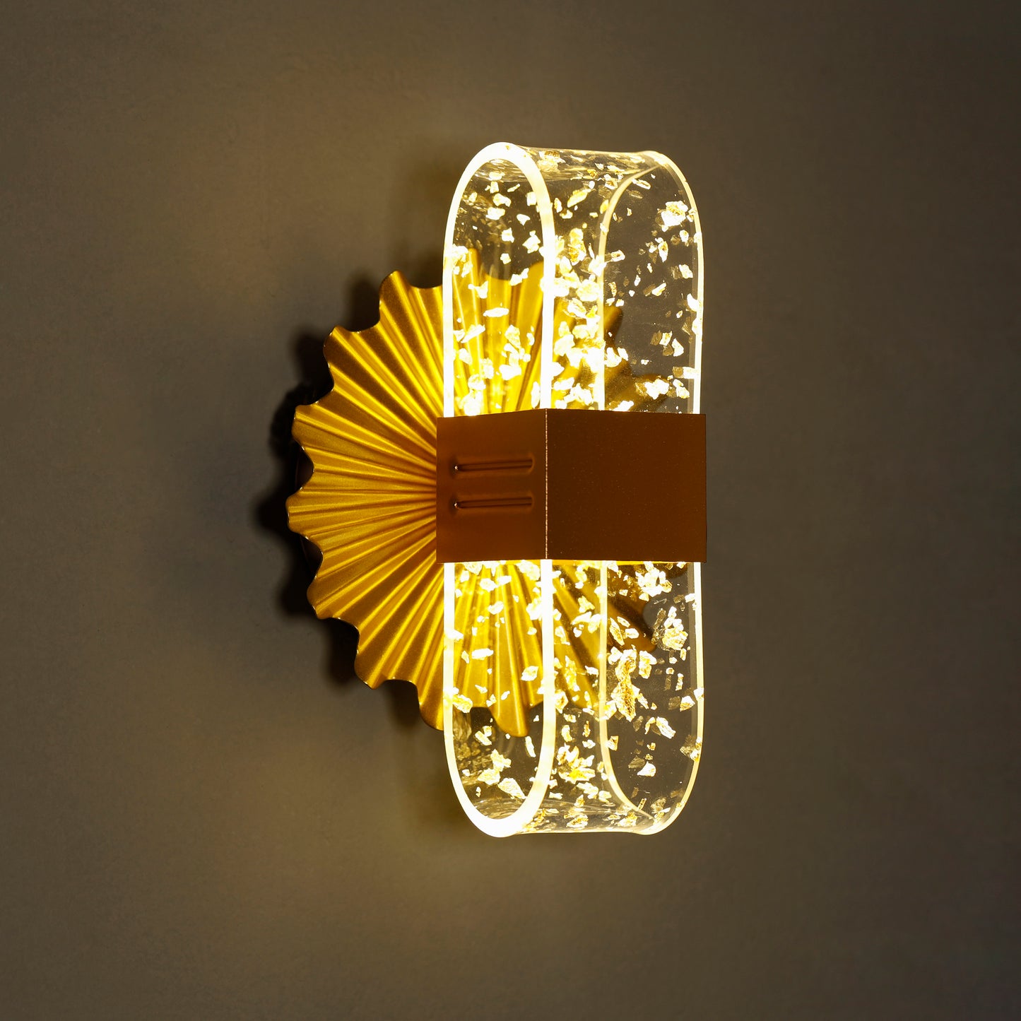 TRANSPARENT Acrylic GOLD LED WALL LAMP BEDSIDE LIGHT - WARM WHITE