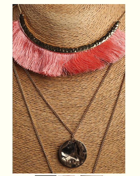 3 layer Peach Tussle Necklace - Coral Tree