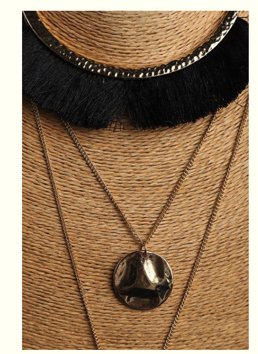 3 layer Black Tussle necklace - Coral Tree