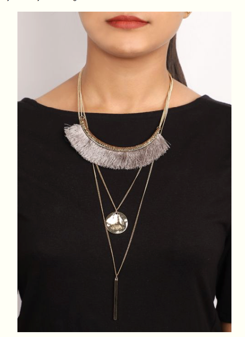 grey 3 layer Metal necklace - Coral Tree