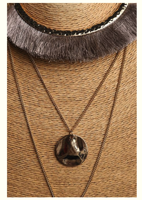 grey 3 layer Metal necklace - Coral Tree