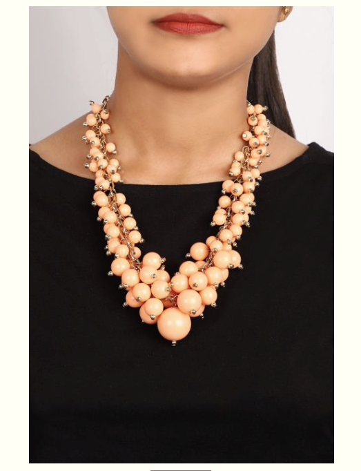 Peach beads necklace sales