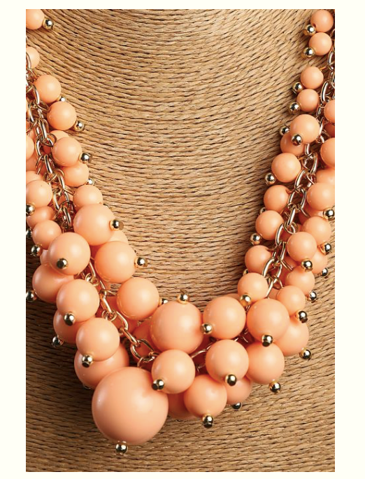 peach beads necklace - Coral Tree