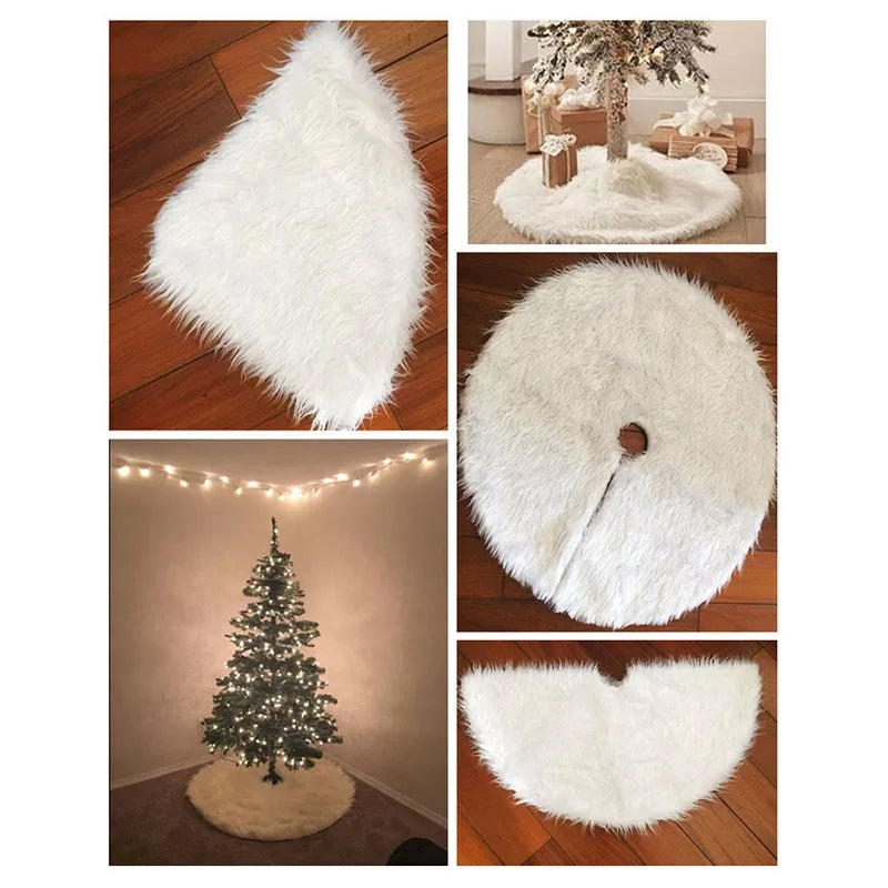 CHRISTMAS TREE SKIRT - FAUX FUR CHRISTMAS TREE MAT - Coral Tree