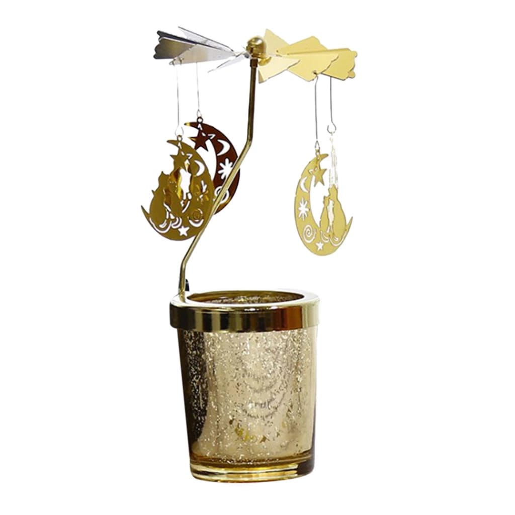 Rotating Candle Holder Tea Light Stand-moon - Coral Tree