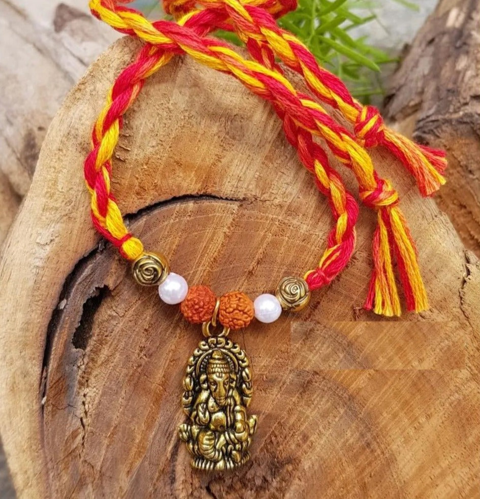Golden Oxidized Metal Lumba Rakhi