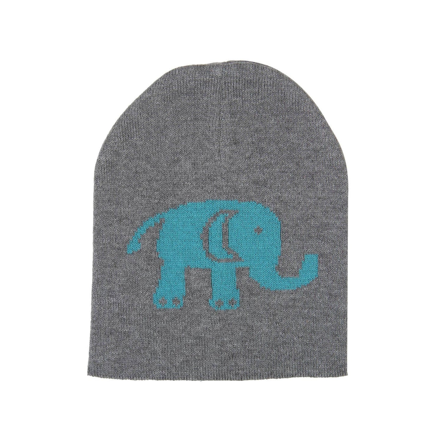 Baby Elephants - Heather Grey & Blue Color Cotton Knitted Caps for Baby / Infant for Use In All Seasons - Coral Tree