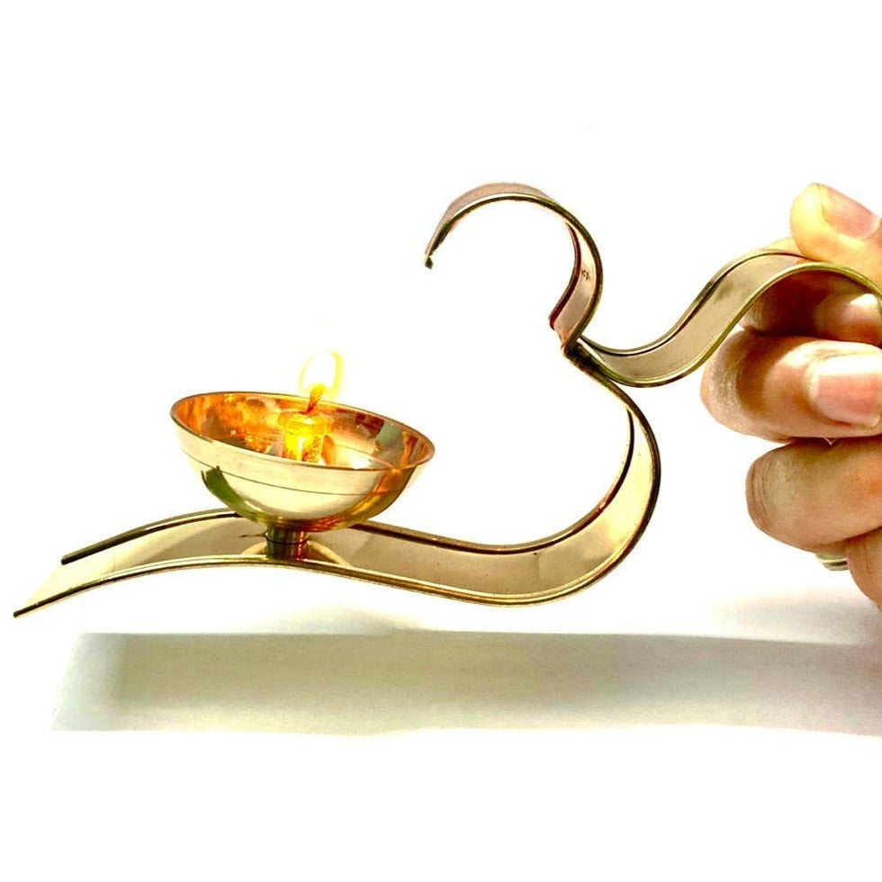 Brass Om Arti Diya with Handle