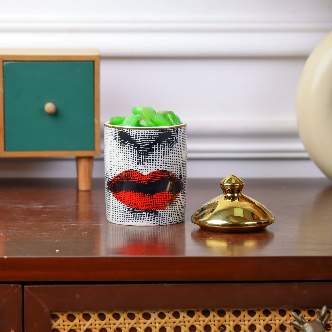 1 Pc Candle Holder Handmade Jar Retro Lina Face Storage Bin Ceramic Craft Home Decoration Jewelry Storage Box