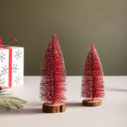 Red sparkling christmas tree (set of 2)