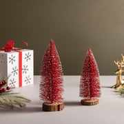 Red sparkling christmas tree (set of 2)