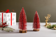 Red sparkling christmas tree (set of 2)