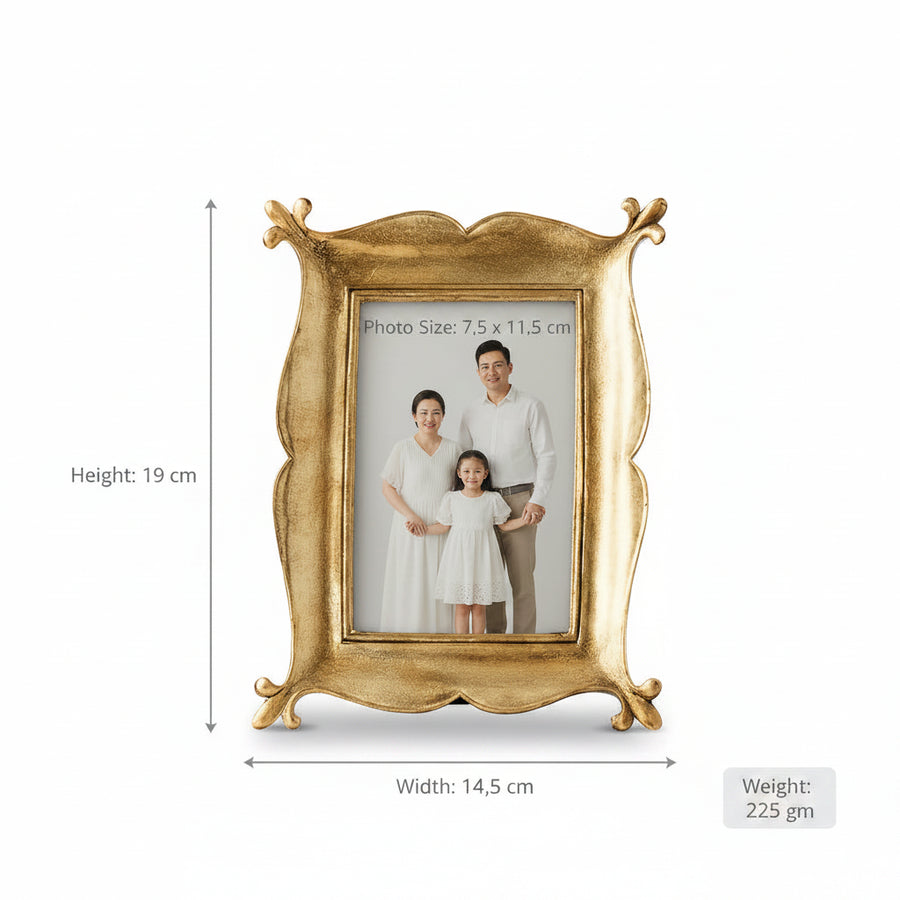 Coral Tree Golden Decorative Photo Frame for Table Top | Antique Designer Picture Frame | 7.5x11.5 cm Photo Size