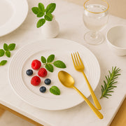 Coral Tree Ceramic Dinner Plate | Ribbed Texture Serving Plate | 26.8 cm Large Plate
