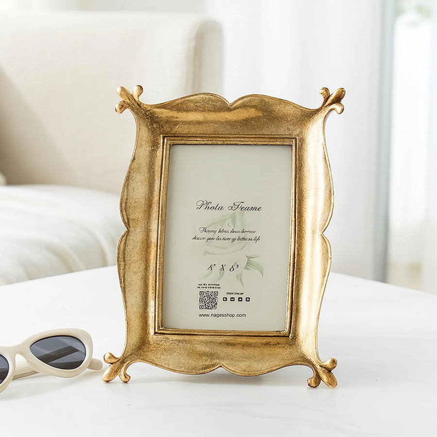 Coral Tree Golden Decorative Photo Frame for Table Top | Antique Designer Picture Frame | 7.5x11.5 cm Photo Size