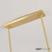 Modern Brass Linear Chandelier with Smoked Glass Shades & Globe Accent Lights | E-27 & G9 Holder Decorative Hanging Light for Dining Room, Kitchen Island & Living Space