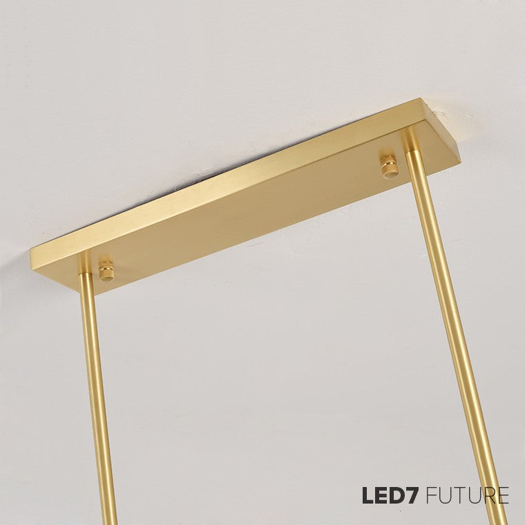 Modern Brass Linear Chandelier with Smoked Glass Shades & Globe Accent Lights | E-27 & G9 Holder Decorative Hanging Light for Dining Room, Kitchen Island & Living Space