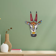 Handcrafted Wooden Nandi Bull Head Wall Decor (Yellow)