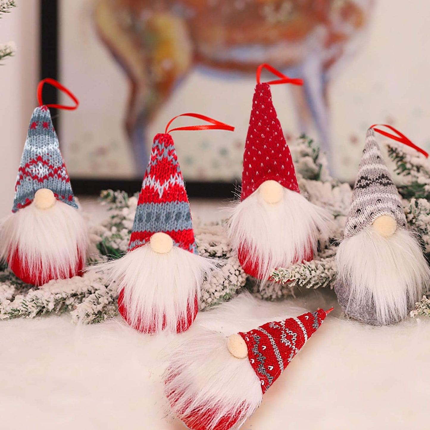 5 Pack Christmas Plush Ornaments Set - Xmas Hanging Decorations