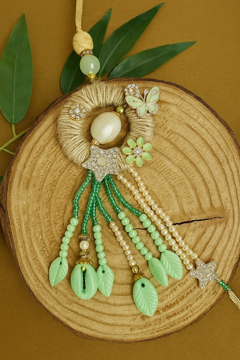Jute Jewel Rakhi set – Coral Tree