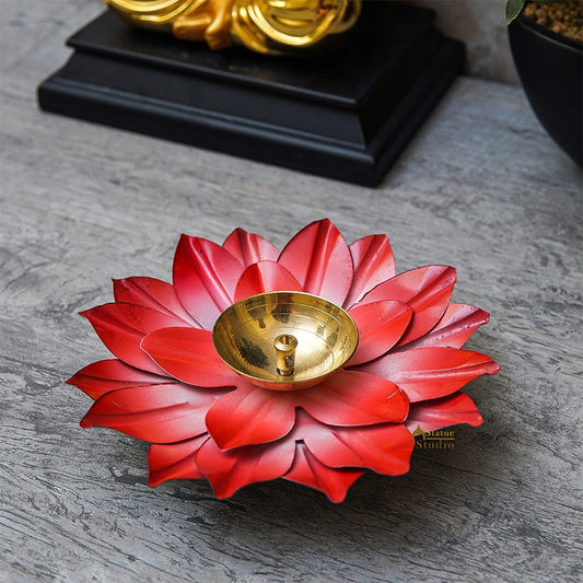 Metal Lotus Diya for Pooja Lamp