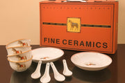 Fine Ceramics Bowl Set with Horse Design