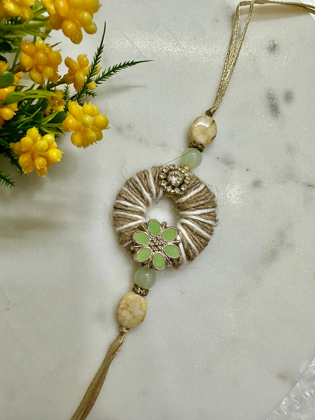 Jute Jewel Rakhi set – Coral Tree