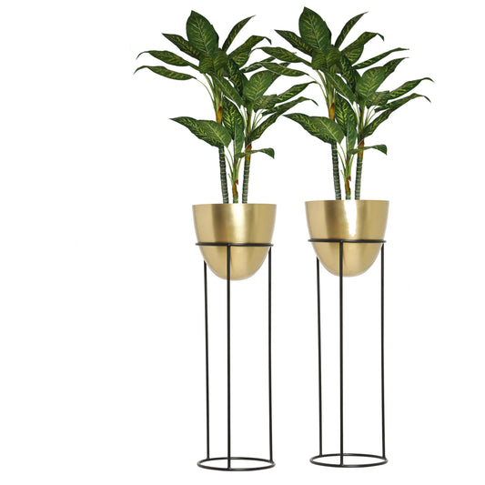 Metal Planter With Gold Stand