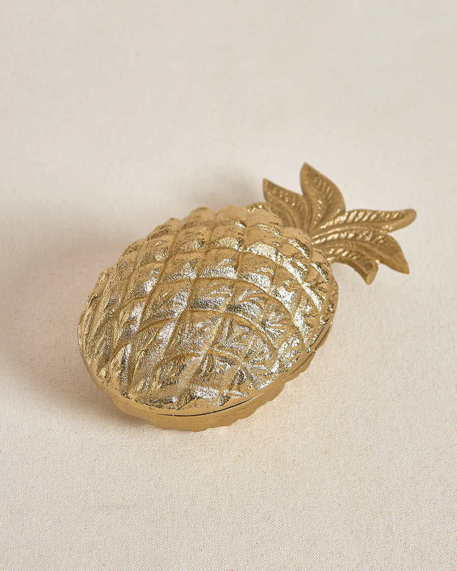 Coral Tree Pineapple Shaped Decorative Candle Holder with Lid – Gold Finish, 2-Wick Wax Candl