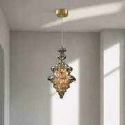 CORAL TREE LED Modern Chandelier Lamp, All Copper Light Elegant Crystal Luxury Chandelier for Living Room, Gold and Clear Glass