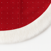 Red Velvet & White Faux-Fur Christmas Tree Skirt