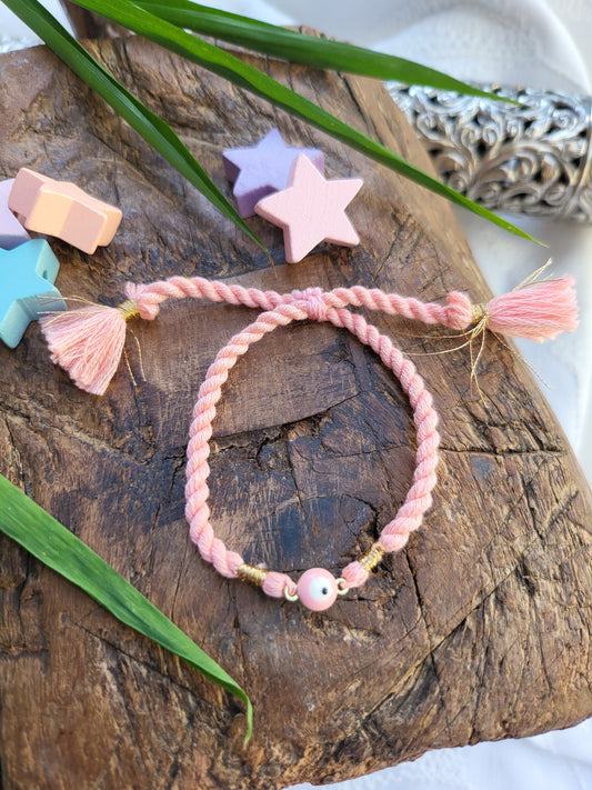 Pink evil eye thread rakhi