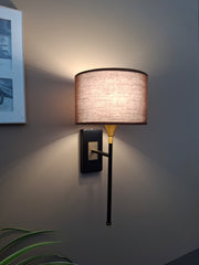 Drum Black Cotton Shade with Metal Base plate Wall Light
