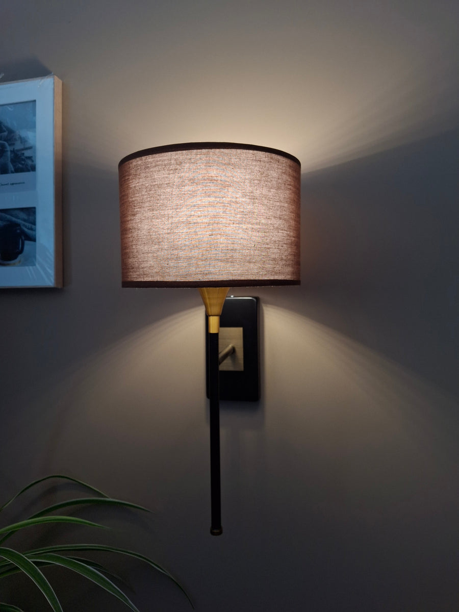 Drum Black Cotton Shade with Metal Base plate Wall Light