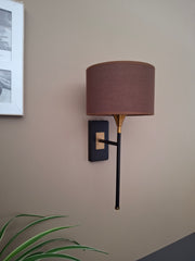 Drum Black Cotton Shade with Metal Base plate Wall Light