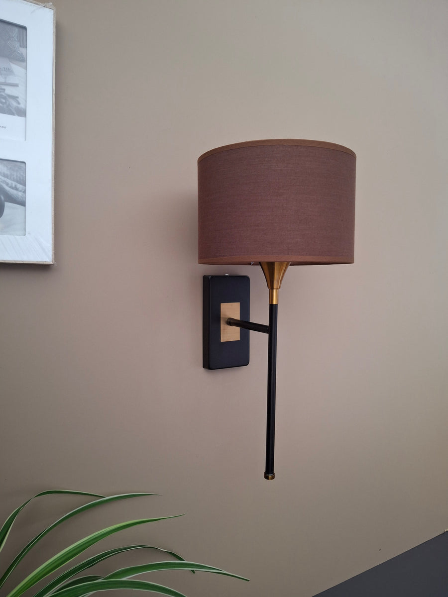 Drum Black Cotton Shade with Metal Base plate Wall Light