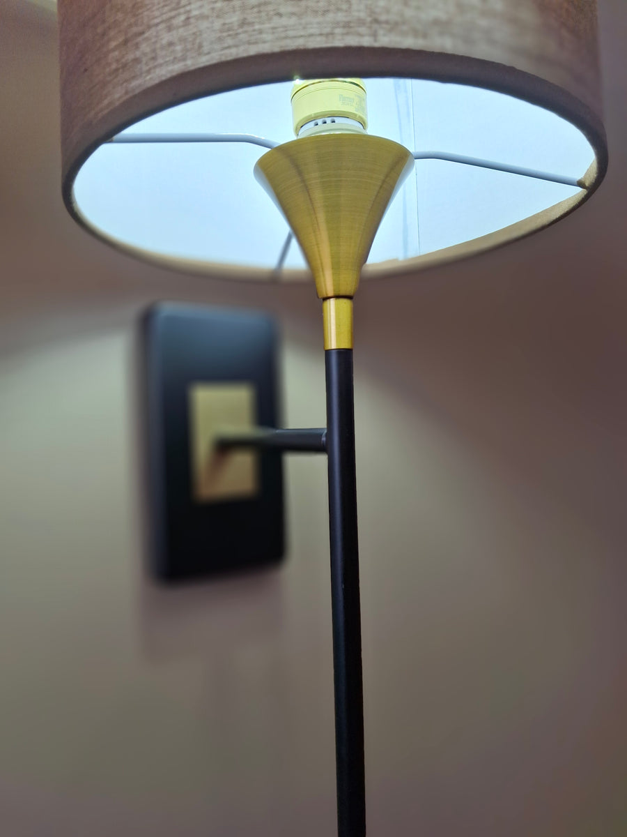 Drum Black Cotton Shade with Metal Base plate Wall Light