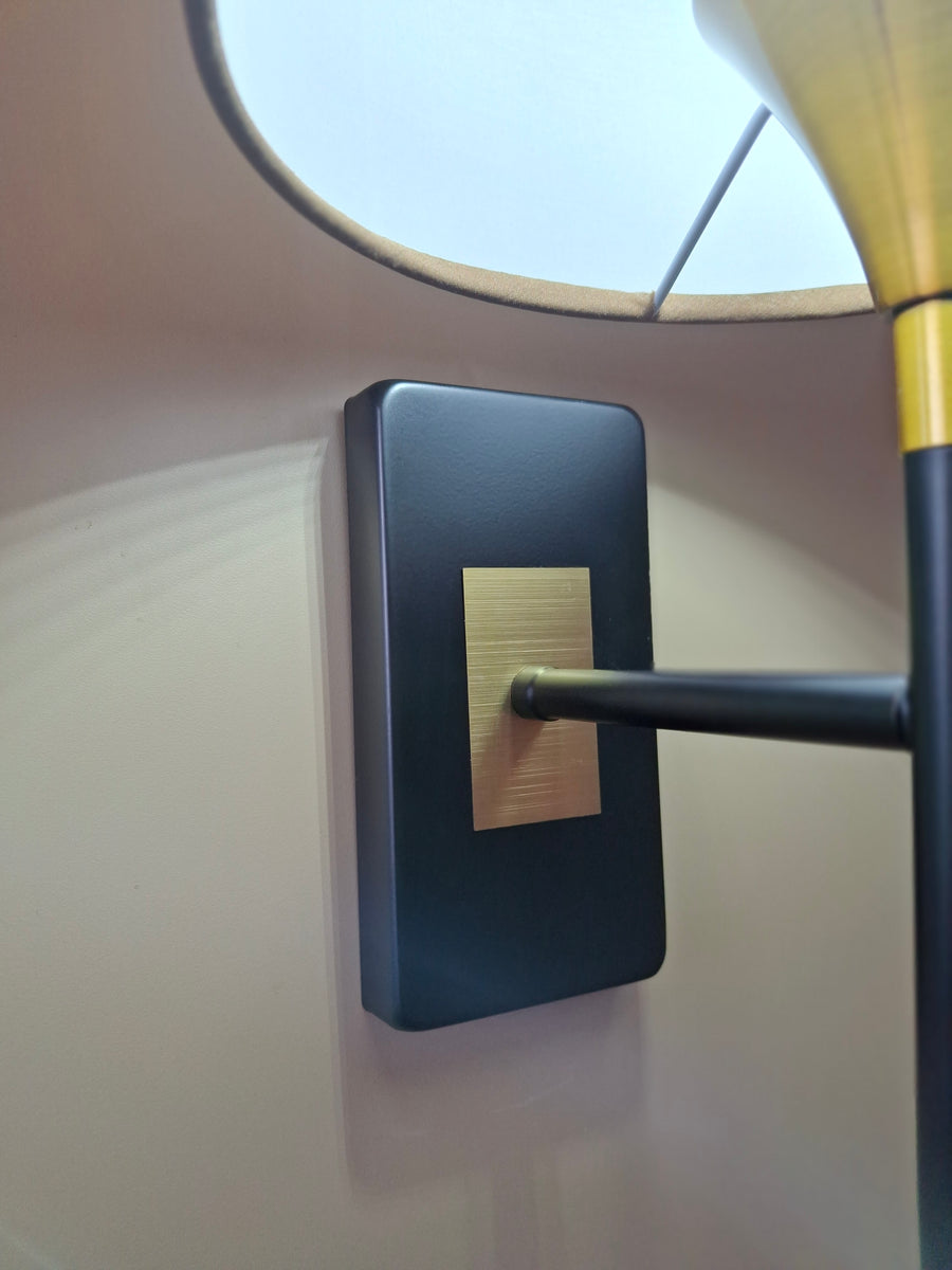 Drum Black Cotton Shade with Metal Base plate Wall Light