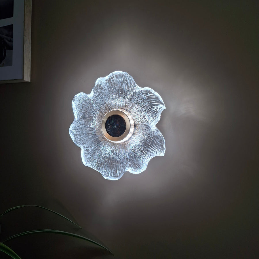 Crystal Gold LED  Flower Glass Style Wall Light