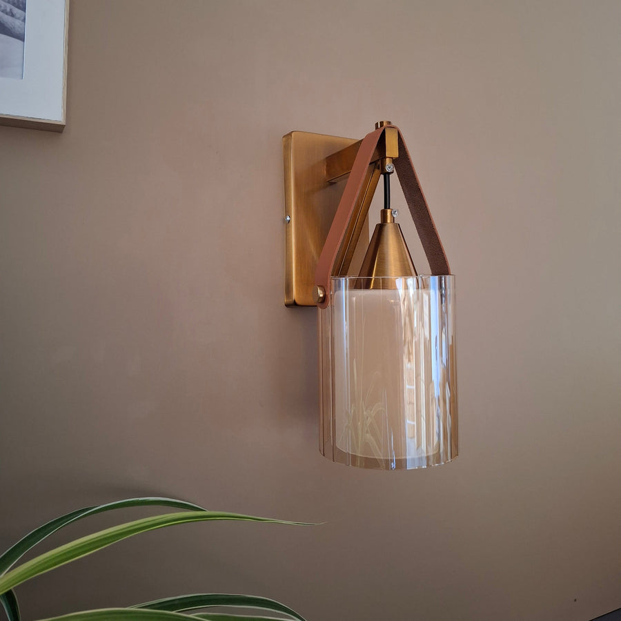 Gold-Toned Antique Finished Armed Glass Wall light