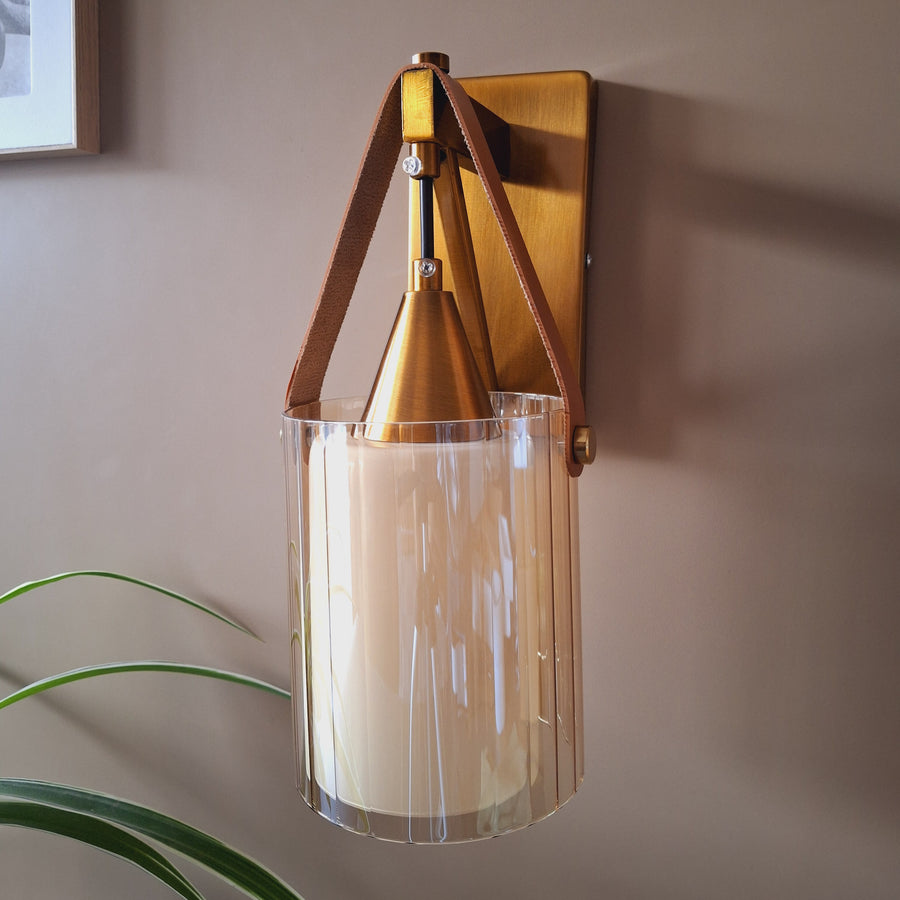 Gold-Toned Antique Finished Armed Glass Wall light
