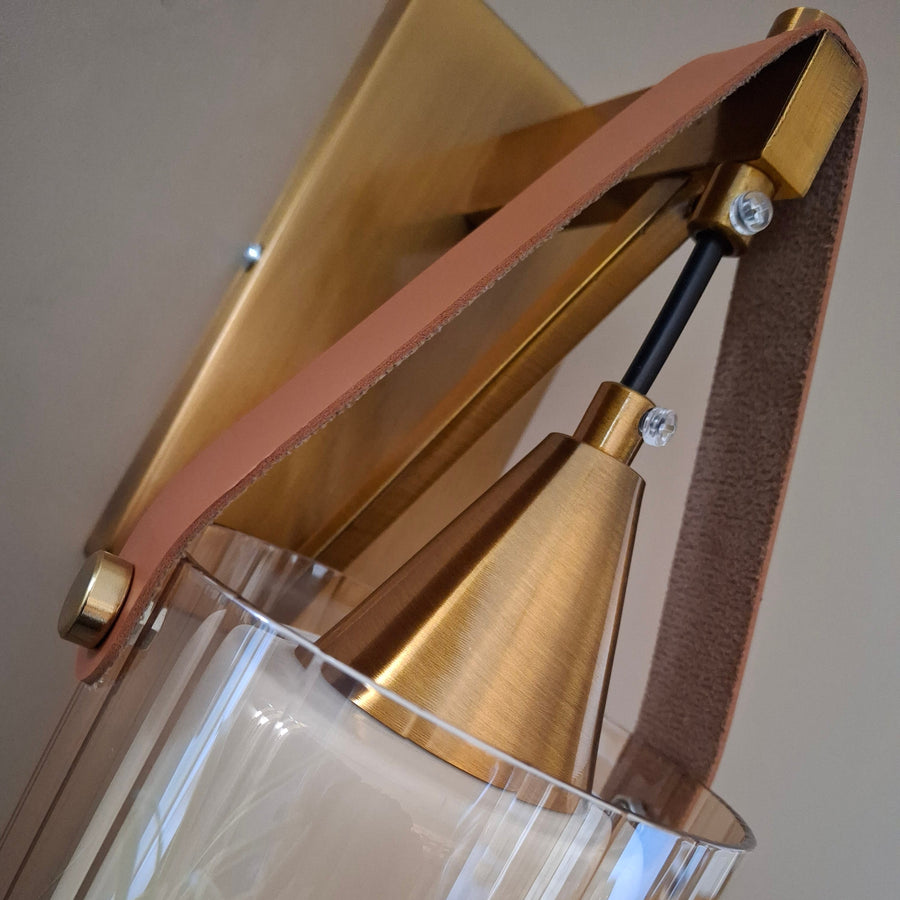 Gold-Toned Antique Finished Armed Glass Wall light